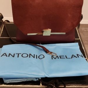 NEW Burgundy leather and calf hair handbag